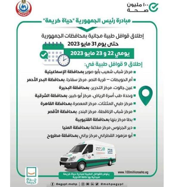 الصحة تطلق 9 قوافل طبية جديدة ضمن «حياة كريمة»