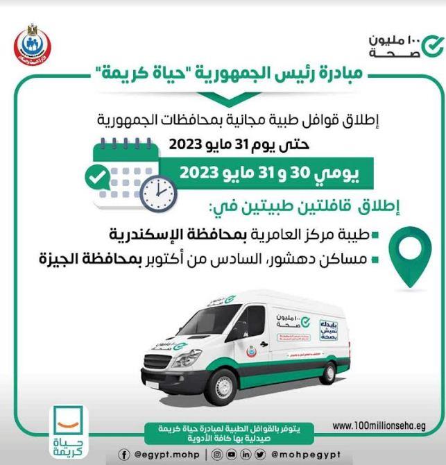 الصحة /إطلاق قافلتين طبيتين ضمن مبادرة رئيس الجمهورية حياة كريمة