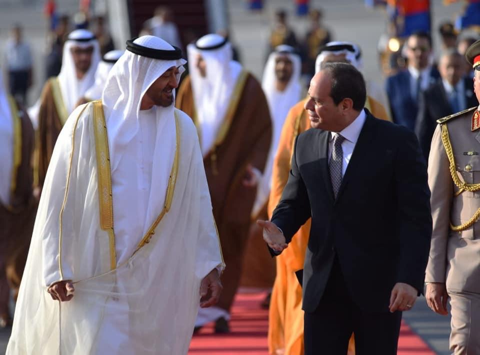  استقبال الرئيس  بمطار القاهرة الشيخ محمد بن زايد آل نهيان ولي عهد ابوظبي