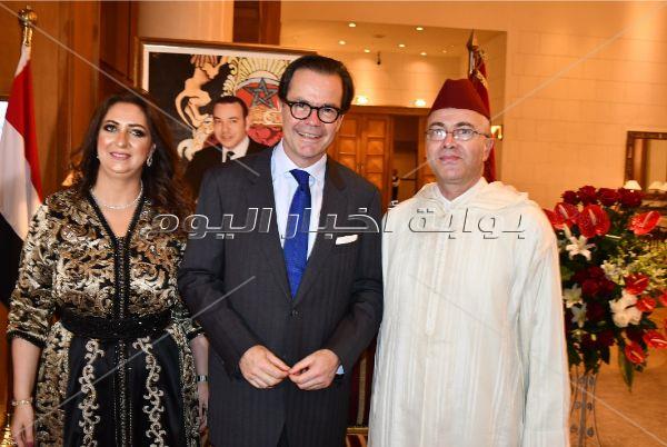 عمرو موسى وسمير صبري ونبيلة عبيد في احتفال سفارة المغرب بالعيد الوطني