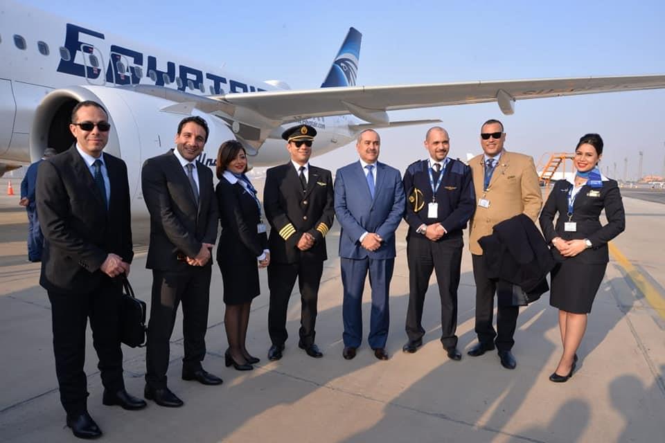 طائرة مصرللطيران الأولى A320 neo بمطار القاهرة