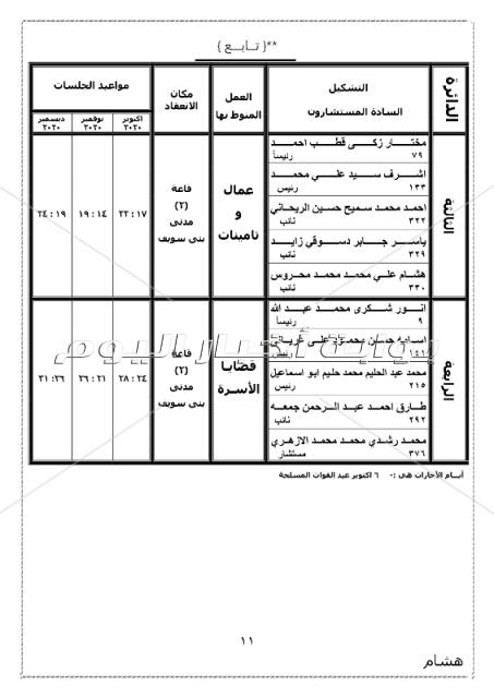 ننشر الجمعية العمومية بتوزيع دوائر محكمة استئناف بني سويف 