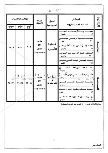 ننشر الجمعية العمومية بتوزيع دوائر محكمة استئناف بني سويف 