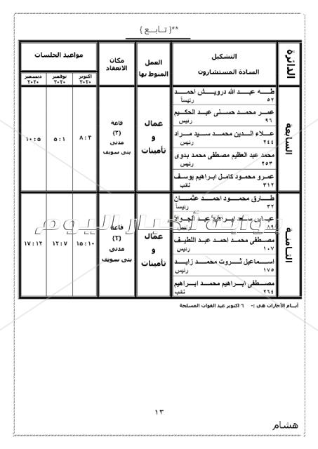 ننشر الجمعية العمومية بتوزيع دوائر محكمة استئناف بني سويف 