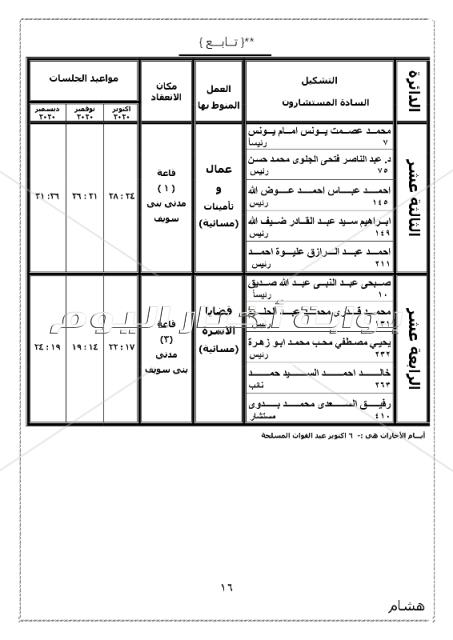 ننشر الجمعية العمومية بتوزيع دوائر محكمة استئناف بني سويف 