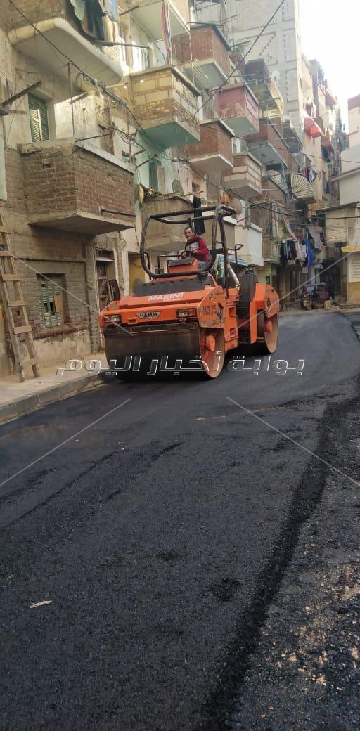 الحضرة الجديدة بقلب الإسكندرية تتجمل بتطوير البنية التحتية والرصف  