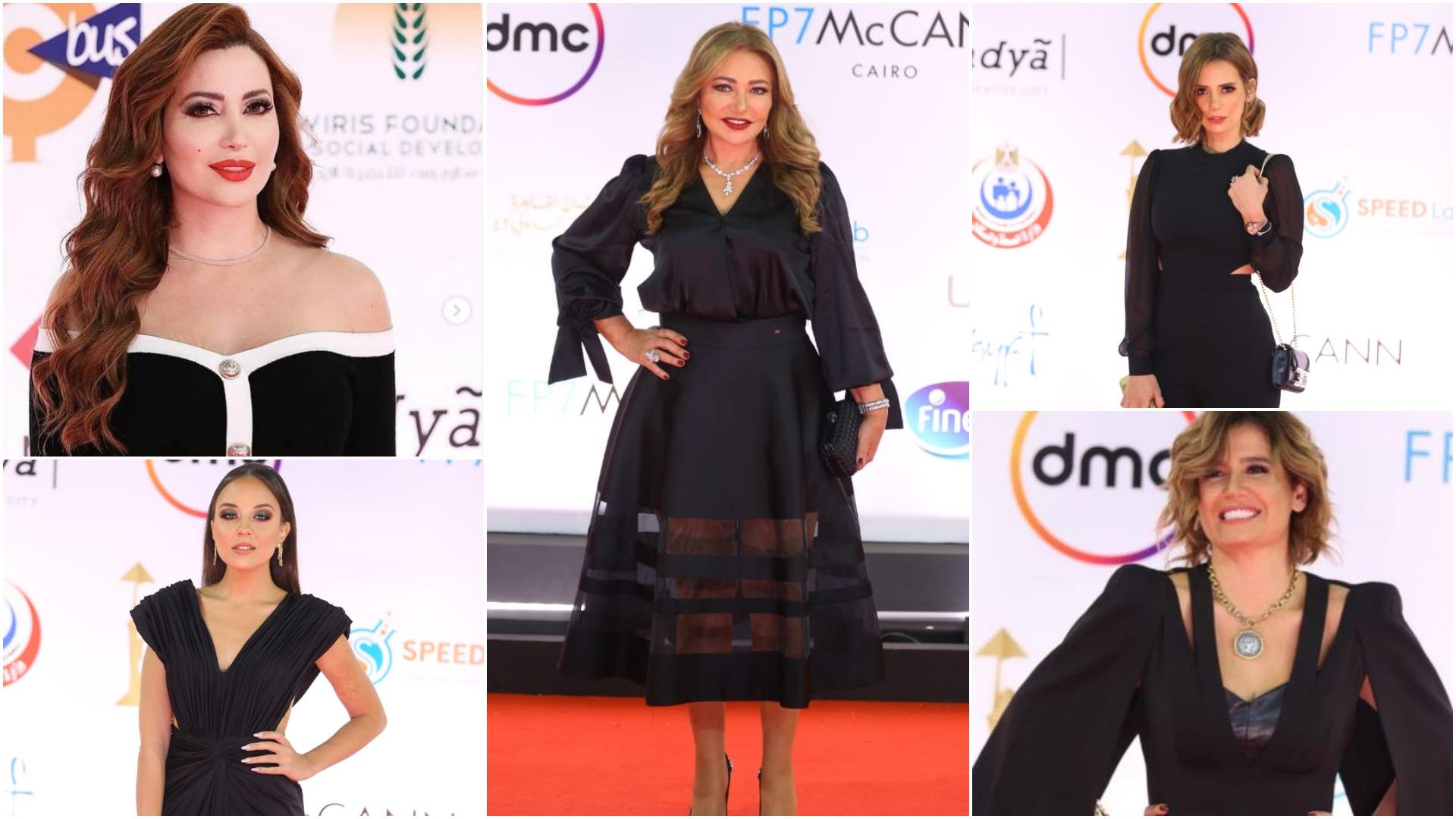 أبرزهن ليلى علوي ونسرين طافش.. «الأسود» شعار نجمات مهرجان القاهرة