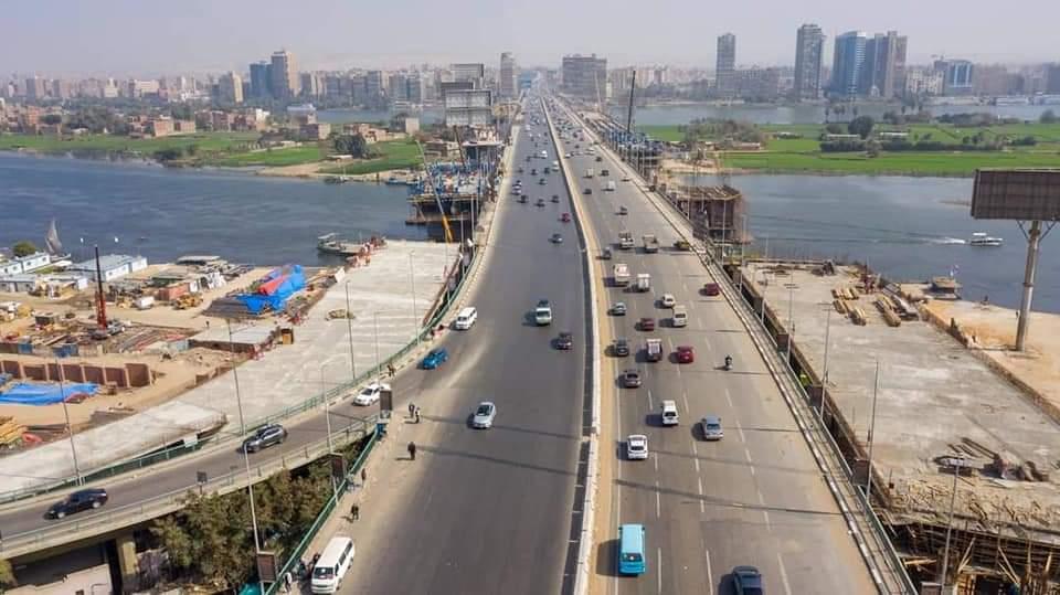 4 حارات بكل اتجاه.. 10 صور ترصد كوبري المنيب بعد توسعته