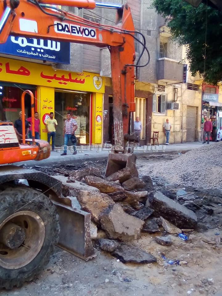 إصلاح هبوط أرضي بشارع راغب غرب الإسكندرية