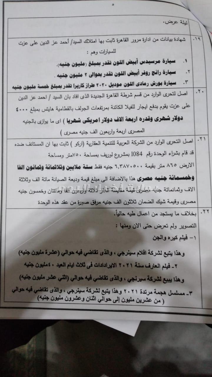 ممتلكات احمد عز
