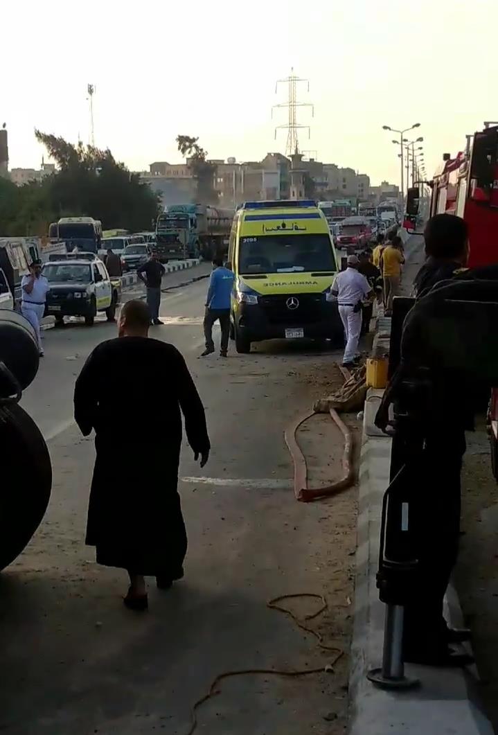 مصرع وإصابة 3 أشخاص في حادث مروع بمدخل كوبري دمنهور العلوي بالطريق الزراعي 