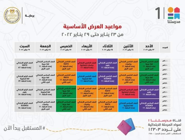 التعليم تعلن مواعيد عرض البرامج التعليمية للمرحلتين الابتدائية والاعدادية