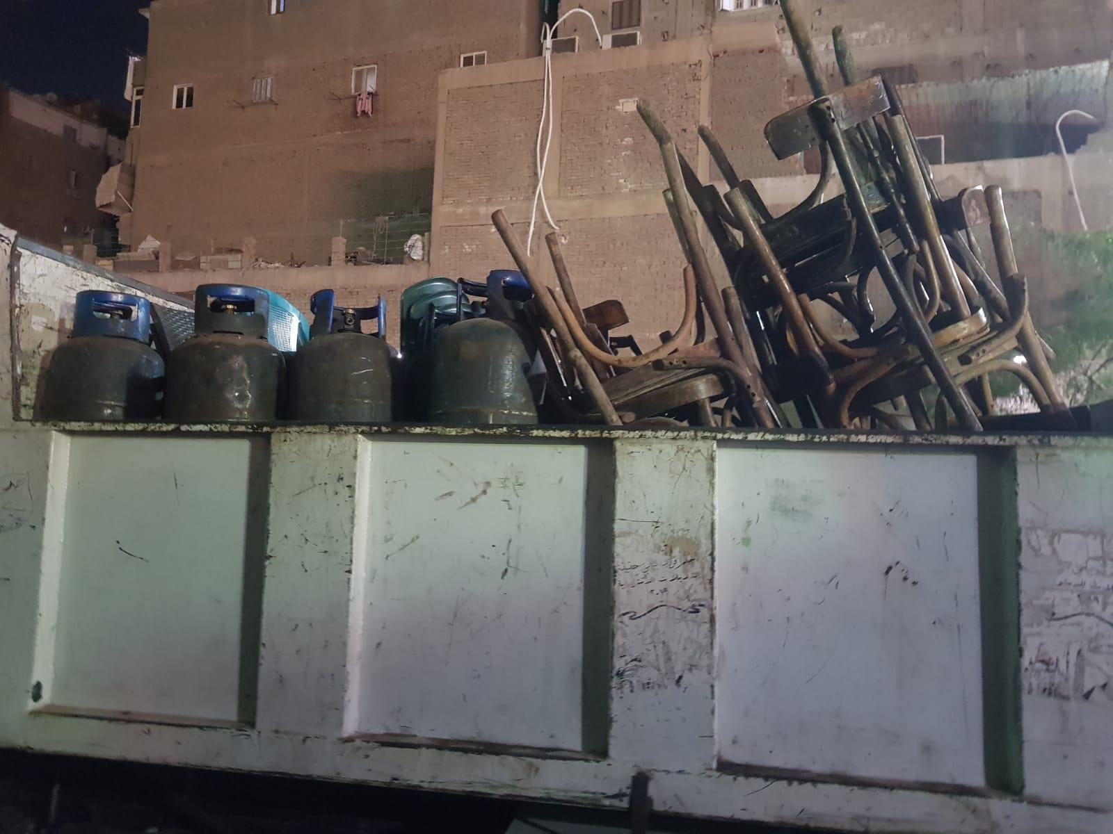 مصادرة 150 حالة إشغال طريق بشوارع بولاق الدكرور