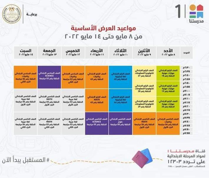 وزير التعليم ينشر جدول عرض البرامج التعليمية لطلاب المرحلة الابتدائية