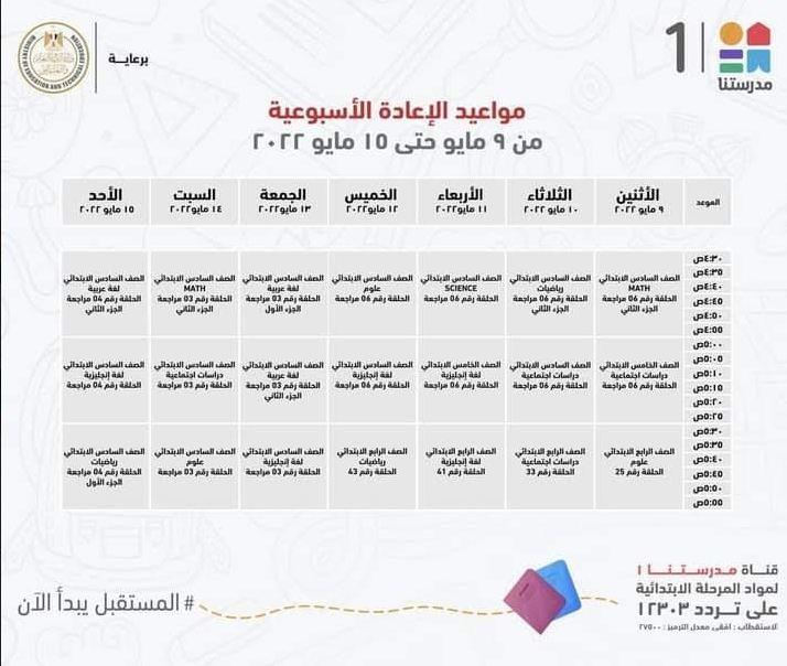 وزير التعليم ينشر جدول عرض البرامج التعليمية لطلاب المرحلة الابتدائية
