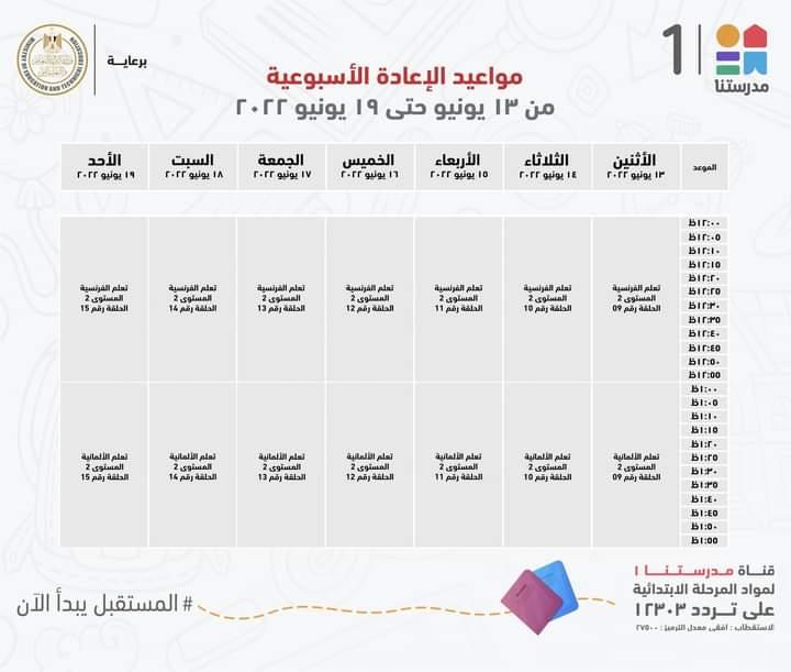 وزير التعليم يعلن جداول مواعيد عرض البرامج التعليمية للمرحلتين الابتدائية والاعدادية