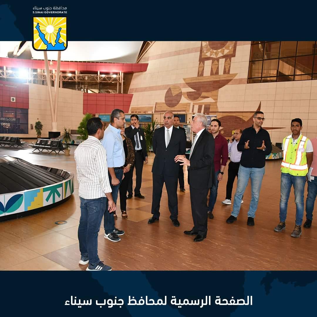 محافظ جنوب سيناء يتفقد تطبيق الهوية البصرية بمطار شرم الشيخ الدولي ويشيد بالأداء 
