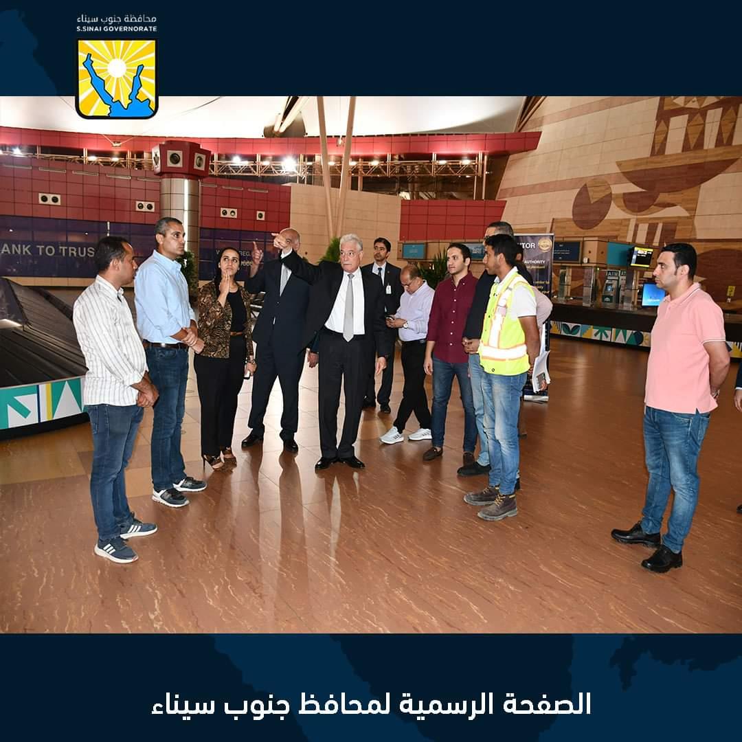 محافظ جنوب سيناء يتفقد تطبيق الهوية البصرية بمطار شرم الشيخ الدولي ويشيد بالأداء 