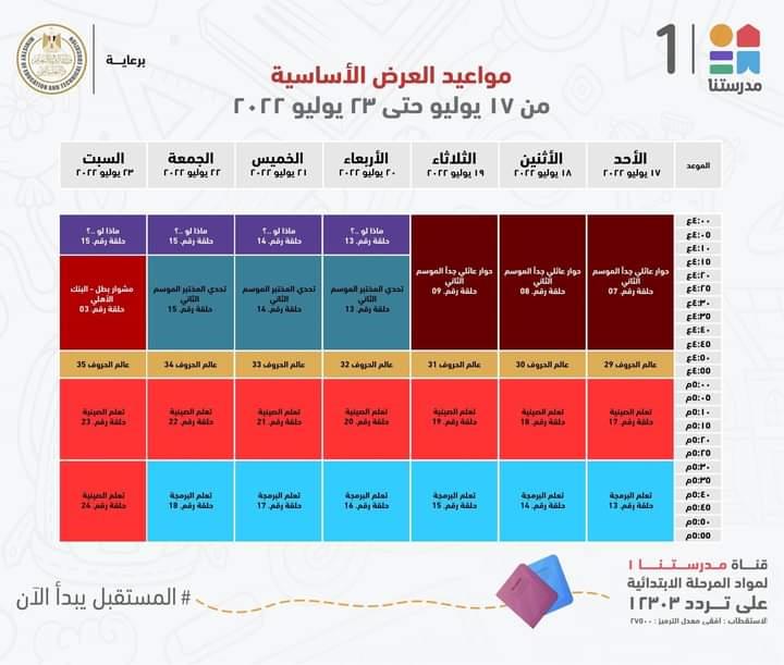 لمدة اسبوع ..وزيرالتعليم يعلن مواعيد عرض البرامج التعليمية لطلاب الابتدائية والاعدادية 2