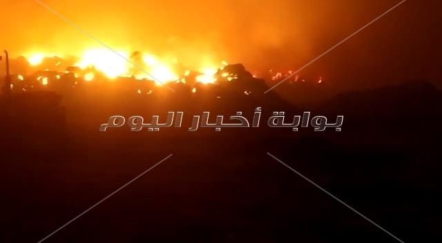 جهود متواصلة لإطفاء البحيرة  إخماد حريق نشب فى5000 طن بصل بكوم حمادة 