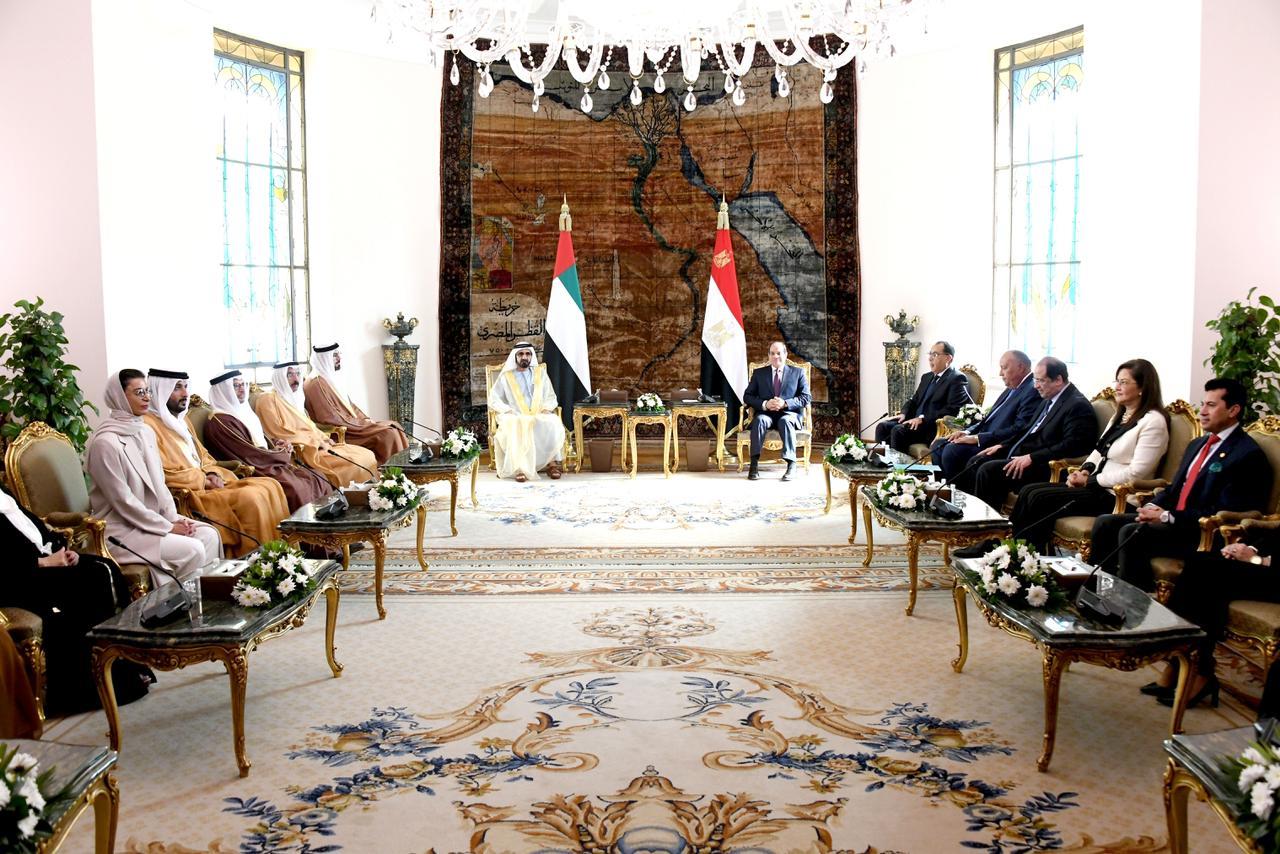 الرئيس السيسي يستقبل الشيخ محمد بن راشد آل مكتوم