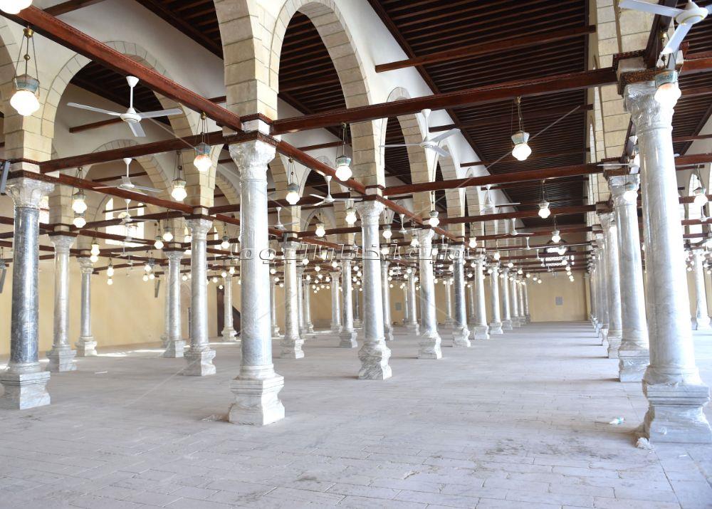 تطوير ساحة مسجد عمرو بن العاص استعداداً لشهر رمضان