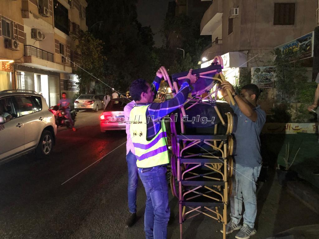 رفع إشغالات كافيه شهير وضبط سيارات السيرفيس المخالفة للانتظار بالدقي