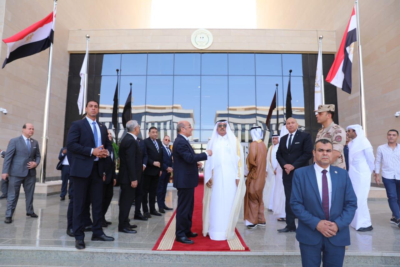 وزير العدل المصري المستشار عمر مروان خلال استقبال نظيره القطري 