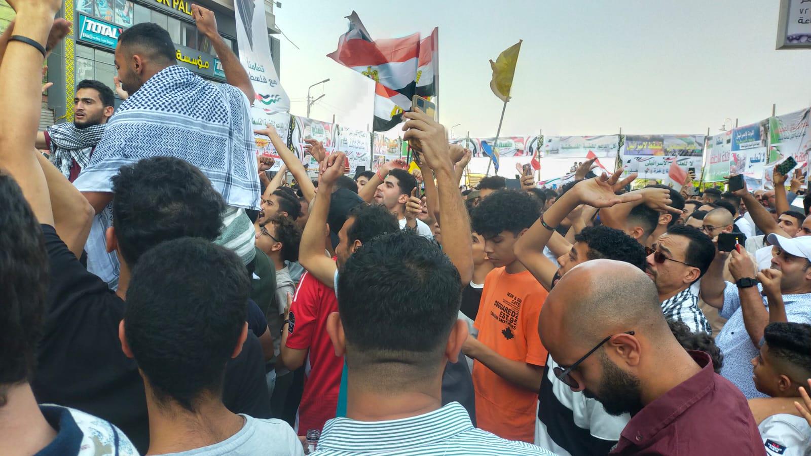مظاهرات حاشدة بطنطا لرفض تهجير الفلسطينيين لسيناء