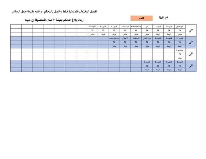 مواعيد تخفيف أحمال الكهرباء الجديدة
