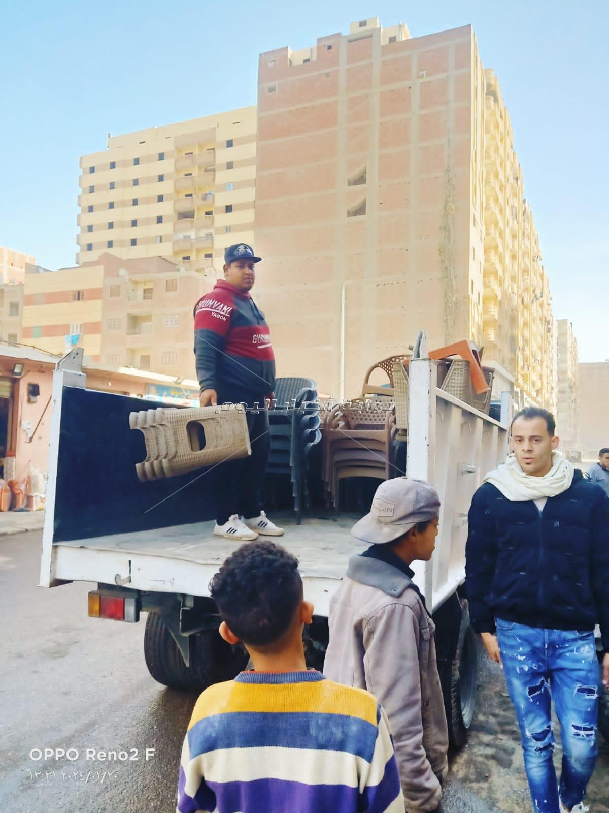 جانب من اعمال ازالة الاشغالات بالجيزة 