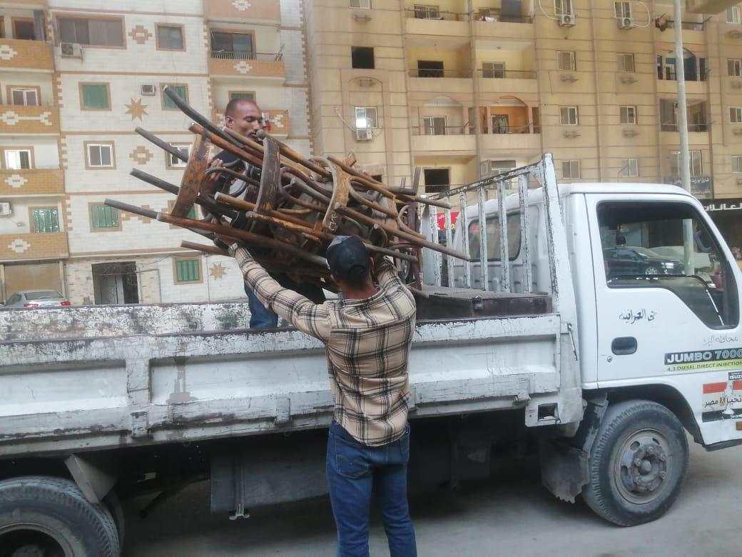 تمشيط الشوارع من أي إشغالات أوتعديات علي الطريق العام 