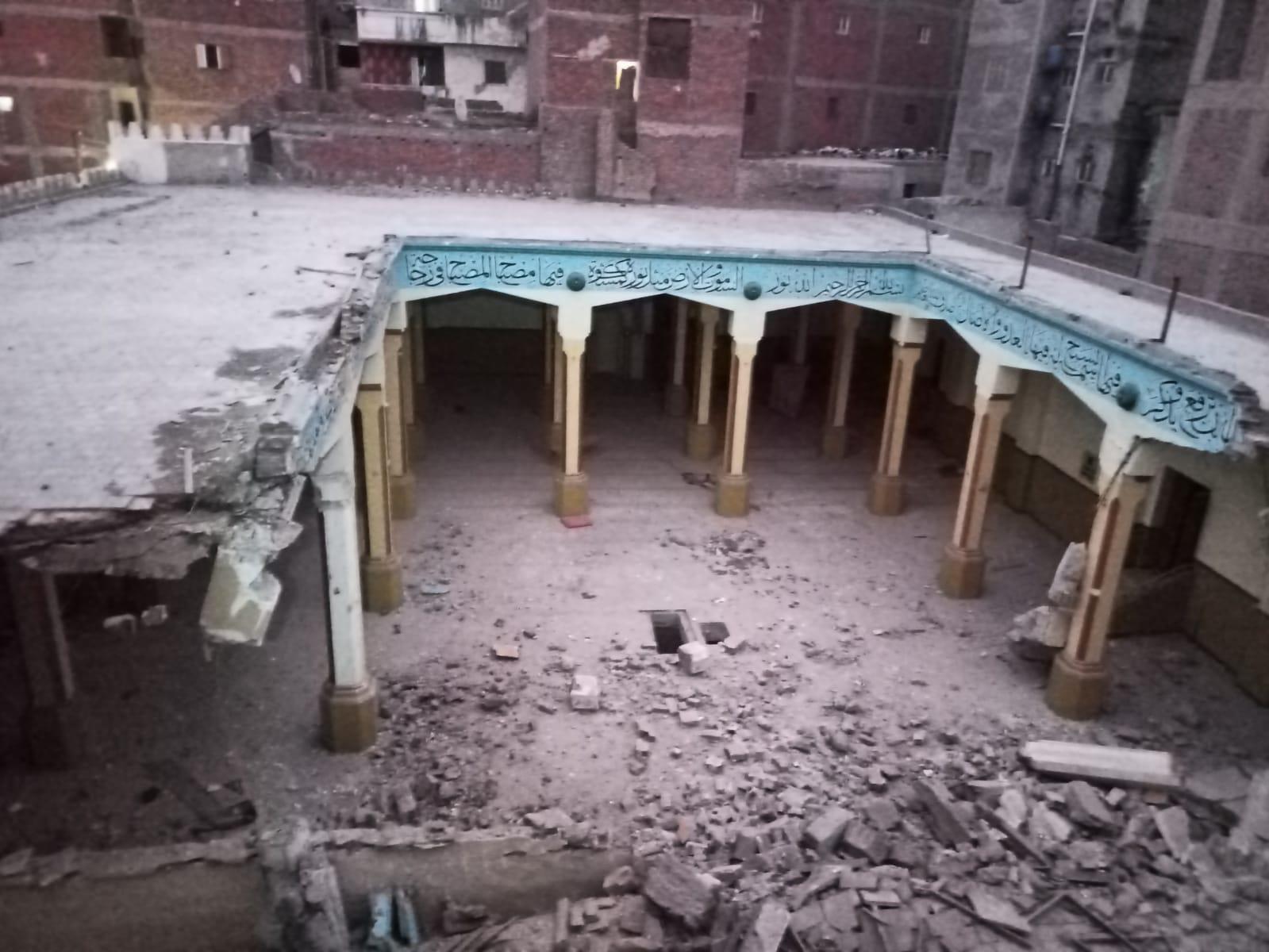 بالصور انهيار مسجد اثري بالمحلة الكبرى