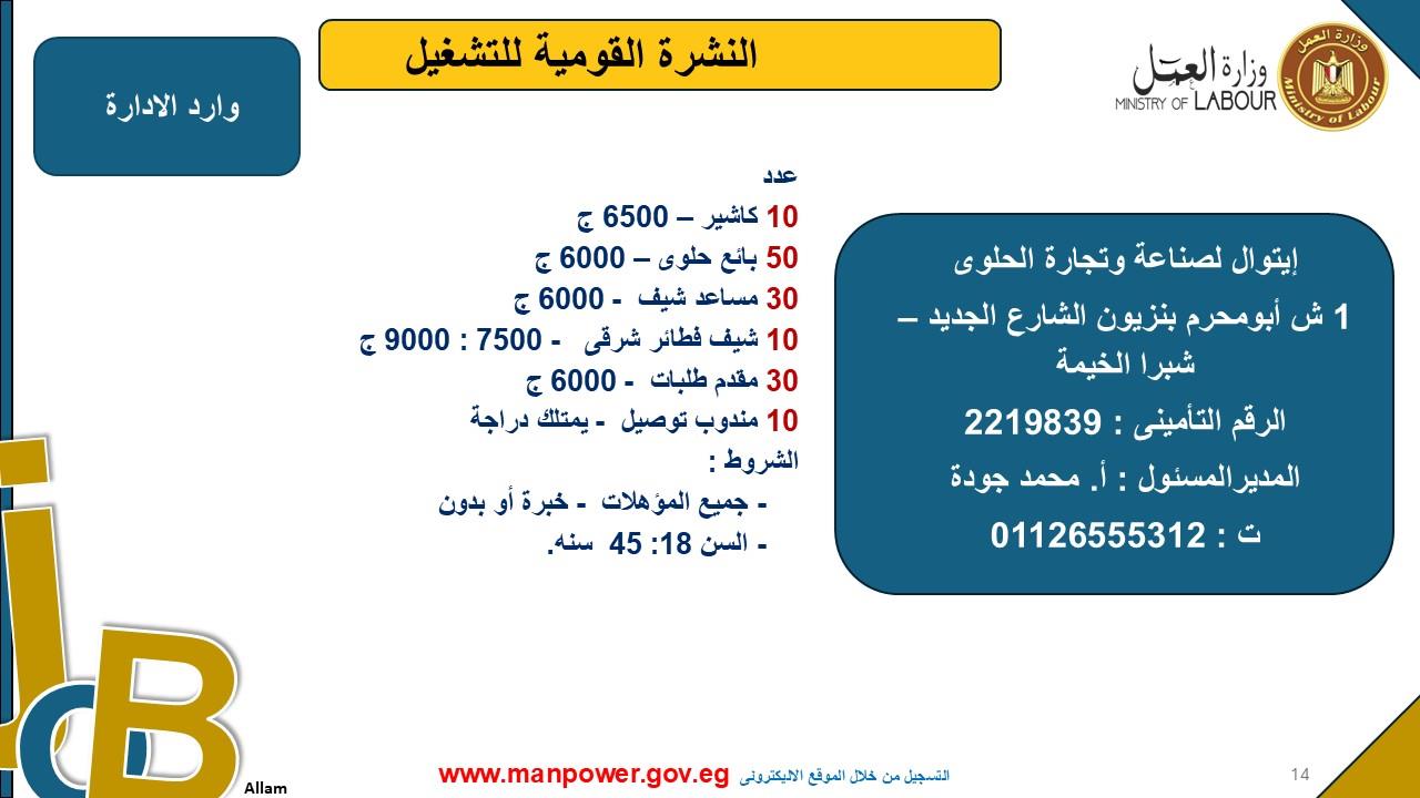  العمل تعلن 5242 وظائف جديدة في 8 محافظات  