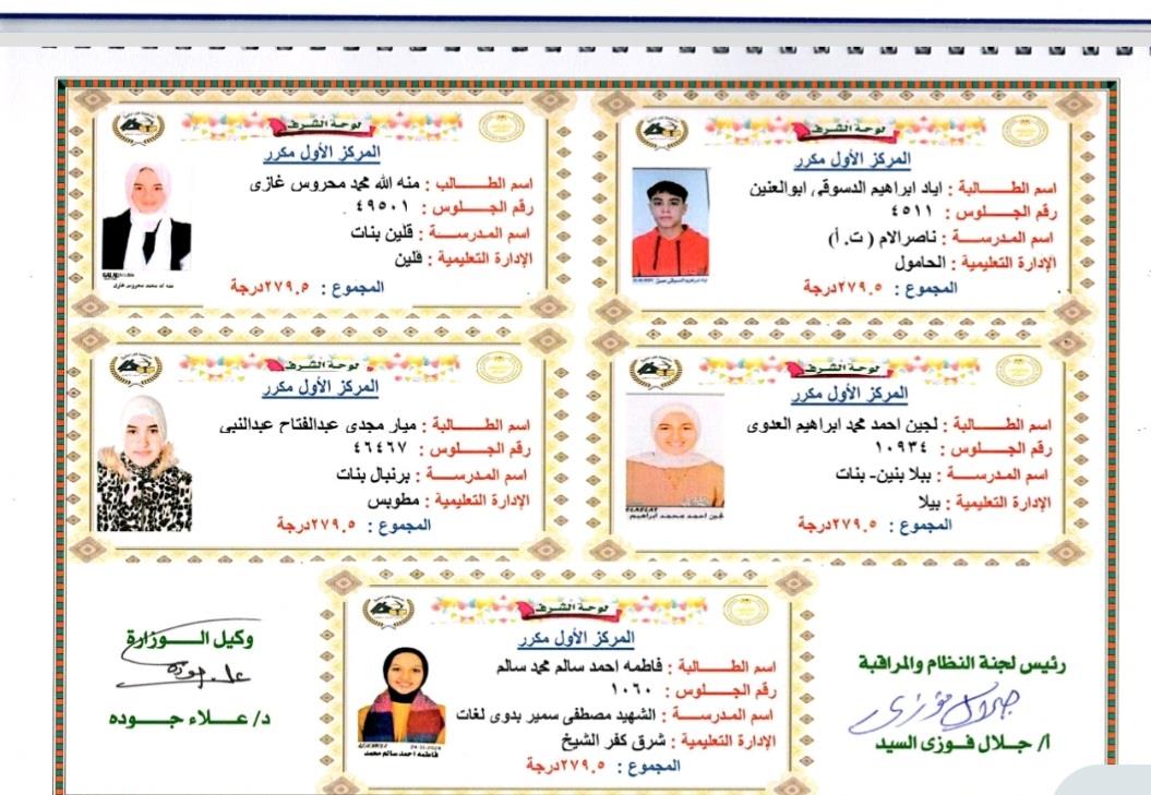    محافظ كفر الشيخ يعتمد نتيجة الشهادة الإعدادية  بنسبة نجاح 80.17% 