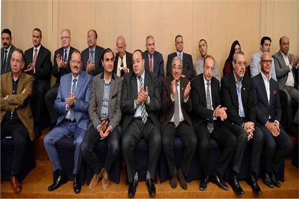 قيادات المؤسسة في حفل افتتاح مونديال أخبار اليوم للبليارد بالغردقة