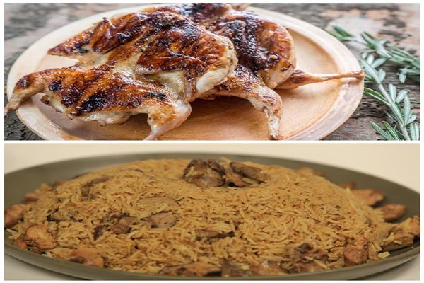   فطارك عندنا | سمان مشوي - أرز بالكبد والقوانص 