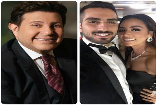 الفنان هاني شاكر والمطرب محمد الشرنوبي والمنتجة سارة الطباخ 