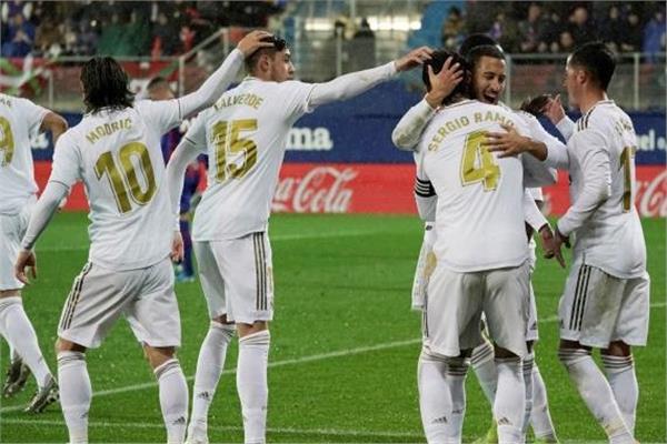 فرحة لاعبي ريال مدريد بالفوز