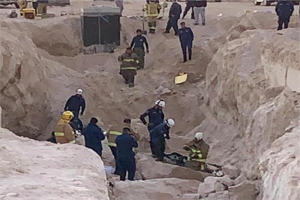 انهيار رملي وقع في مشروع المطلاع السكني 