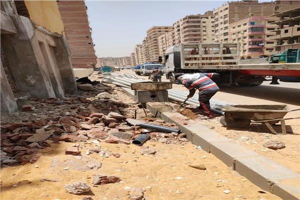  رصف شارع الزعيم السادات بالطالبية في الجيزة