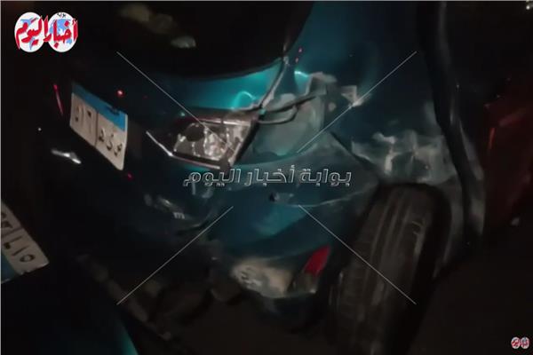 حادث تصادم  علي طريق السخنة بسبب سباق سيارات