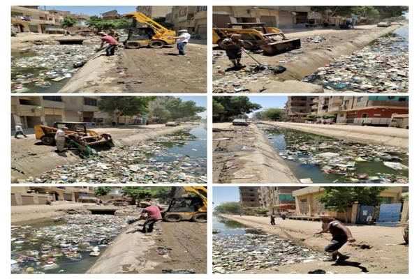 حملة تطهير ترعة الحوامدية وإصلاح خطوط المياه بالجيزة 