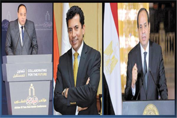   الرئيس عبد الفتاح السيسي  - د. أشرف صبحى  - أحمد جلال