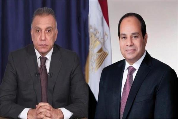 الرئيس السيسي ورئيس وزراء العراق مصطفى الكاظمي