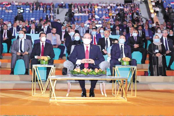  الرئيس عبدالفتاح السيسى اثناء حفل «حياة كريمة»
