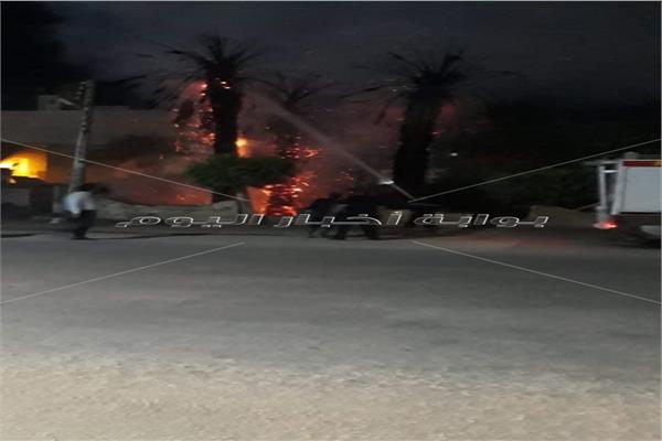 حريق نشب في أشجار ونخيل أمام مستشفي بني مزار 