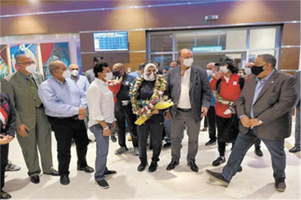 وصول الفوج الأول من البعثة المصرية بعد انتهاء أوليمبياد طوكيو