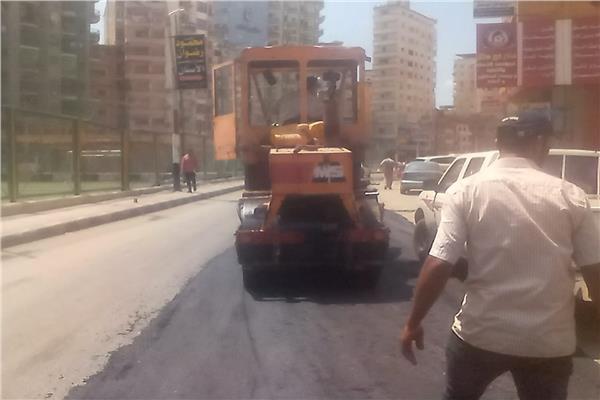 أعمال ترميم شارع قناة السويس