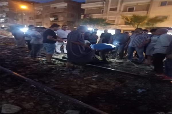 سيدة صدمها قطار المنصورة 